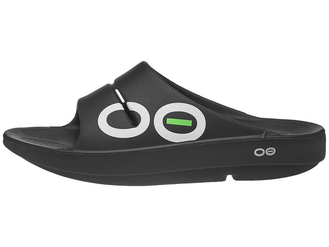Oofos OOahh Sport Unisex Recovery Slide Black/White Tennis Warehouse