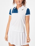 Polo Asics Classic Bianco/Blu marino  Donna