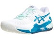 Chaussures Femme Asics Gel Resolution 9 Blanc/Sarcelle - TOUTES SURFACES