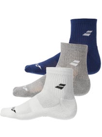 3 paires de chaussettes Babolat Quarter Blanc/Bleu/Gris