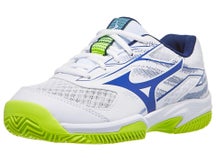 Mizuno Break Shot 5 Clay White/Blue/Yellow Junior Shoes