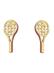 Racquet Inc Tennis Racket Earrings Gold
