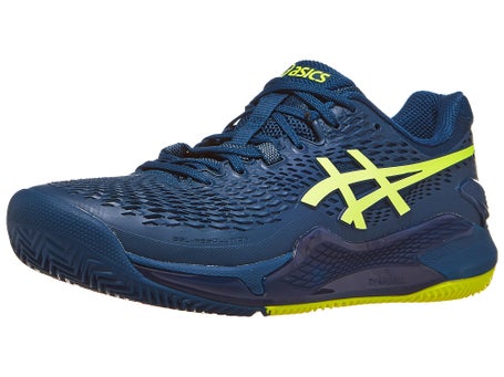 Chaussures Homme Asics Gel Resolution 9 Mako Blue Jaune TERRE BATTUE