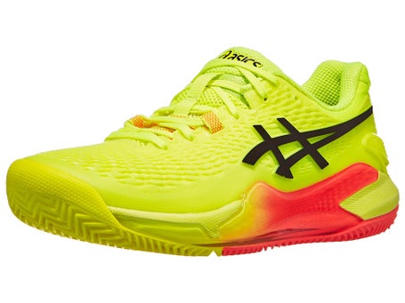 Chaussures Femme Asics Gel Resolution 9 Jaune Noir TERRE BATTUE