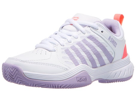 K Swiss Court Express 2 SANDPLATZ Damenschuh Weiß Orchidee Neon