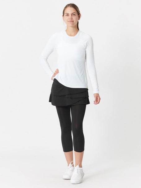 Lucky in Love Womens Scallop Skirt Capri Black