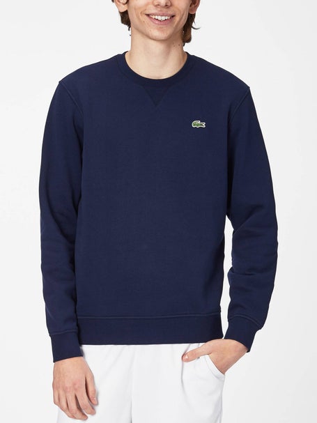 Men's Lacoste Crew Neck SPORT Cotton Blend Fleece Sweatshirt Navy SH1505  00423