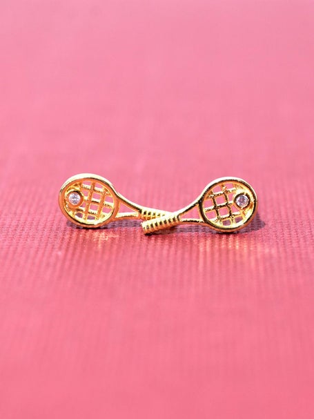 Racquet Inc Tennis Racket Earrings Gold
