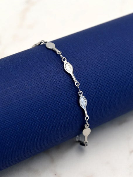 Racquet Inc Tennis Racquet Bracelet Silver