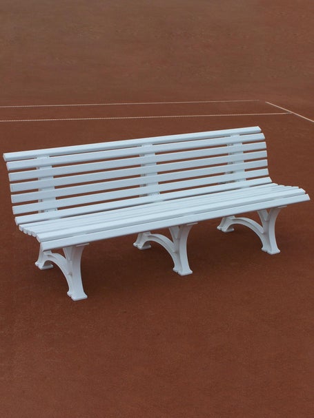 Tegra Bench with backrest, curved 200 cm, white