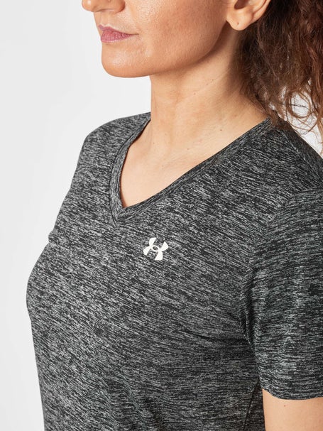 Under Armour Women's UA Tech Twist V-Neck Short Sleeve Active T-Shirt (Dark  Grey, XS)