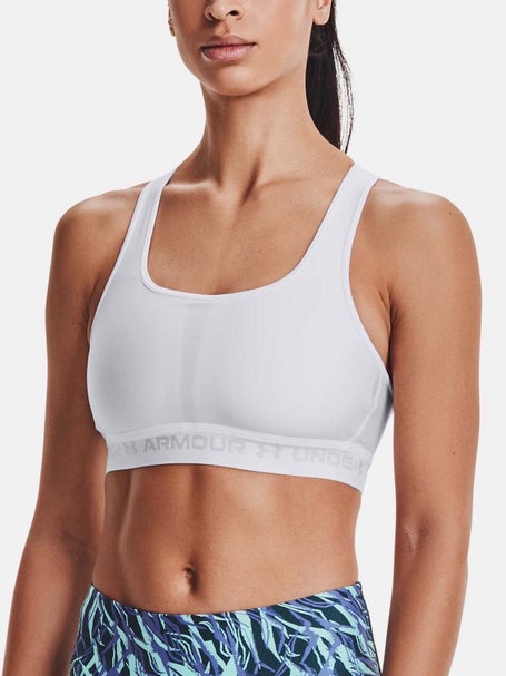 Womens sports bra with support Under Armour CROSSBACK LOW W white