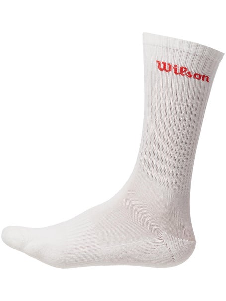 Wilson Mens Logo Crew Socks 3-Pack White