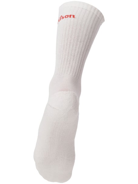 Wilson Mens Logo Crew Socks 3-Pack White