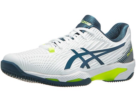 Chaussures Homme Asics Solution Speed FF 2 Blanc Sarcelle TERRE BATTUE