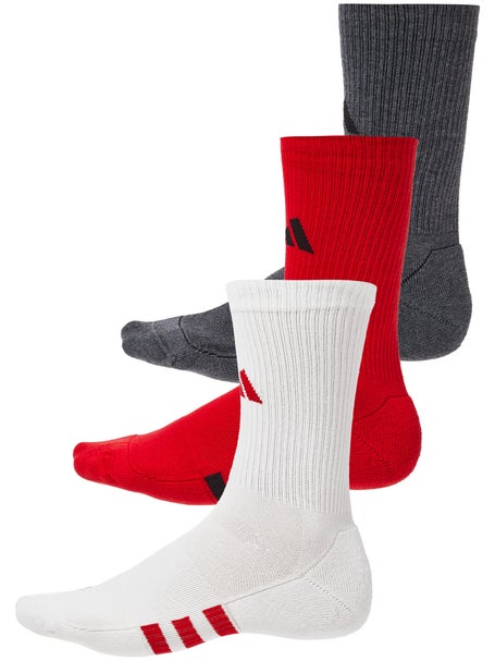 adidas Perf Cushioned Crew 3-Pack Socks White/Red/Grey | Tennis Warehouse  Europe