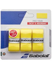 3 surgrips Babolat Pro Tour jaunes