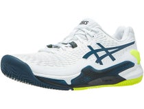 Chaussures Homme Asics Gel Resolution 9 Blanc/Sarcelle - TERRE BATTUE