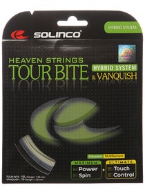 Cordage Hybride Solinco Tour Bite 1,25 
mm +  Vanquish 1,30 mm