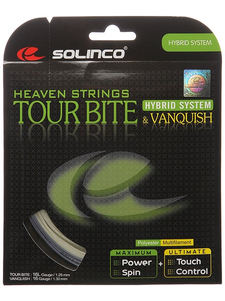 Set de cordaje híbrido Solinco Tour Bite 16L + Vanquish 16