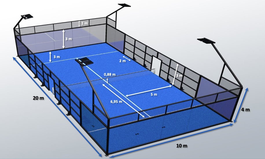 Graphic showing padel court dimensions